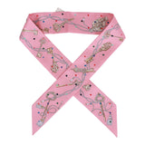 Hermes "Les Cles A Pois" Rose Silk Twilly Pair