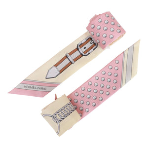 Hermes "Grand Tralala" Rose Poudre Silk Twilly