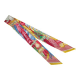 Hermes "Danse Pacifique" Vieux Rose Silk Twilly Pair