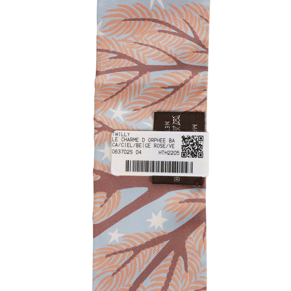 Hermes "Sous Le Charme D'Orphee" Ciel Silk Twilly Pair