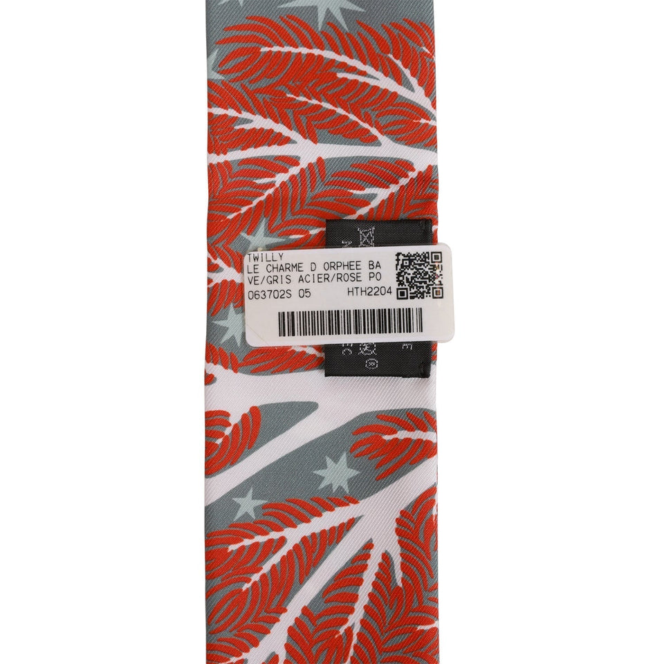 Hermes "Sous Le Charme D'Orphee" Gris Acier Silk Twilly