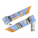 Hermes "Les Folies du Ciel" Bleu Lavande Silk Twilly Pair