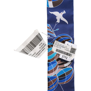 Hermes "Les Folies du Ciel" Marine Silk Twilly Pair