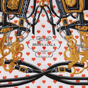 Hermes "Brides de Gala Love" Black Silk Pocket Square Scarf 45cm