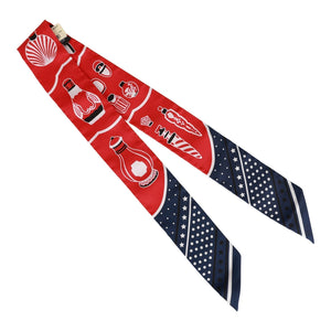 Hermes "Les Falcons" Red Silk Twilly