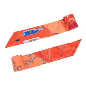 Hermes "Caleche Mors Et Boutilles" Vermillion Silk Twilly