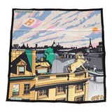 Hermes "Minuit au Faubourg" Black Silk Twill Scarf 70cm