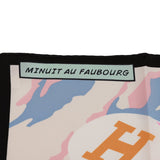 Hermes "Minuit au Faubourg" Black Silk Twill Scarf 70cm