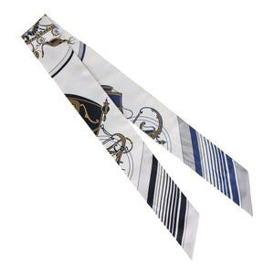 Hermes "Ex-Libris Les Parisiennes" White Silk Twilly