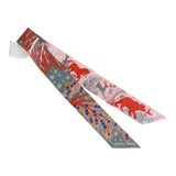 Hermes "Sous Le Charme D'Orphee" Gris Acier Silk Twilly Pair