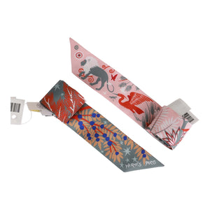 Hermes "Sous Le Charme D'Orphee" Gris Acier Silk Twilly Pair