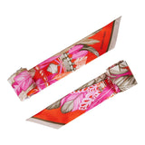 Hermes "Danse Pacifique" Orange Silk Twilly Pair