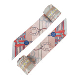 Hermes "Brides Et Gris" Pink Silk Twilly Pair