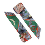 Hermes "Objects De Curiosite" Blue Silk Twilly Pair