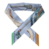Hermes "Cavalcades" Bleu Ciel Silk Twilly Pair