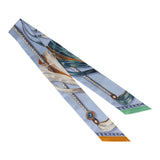 Hermes "Cavalcades" Bleu Ciel Silk Twilly Pair