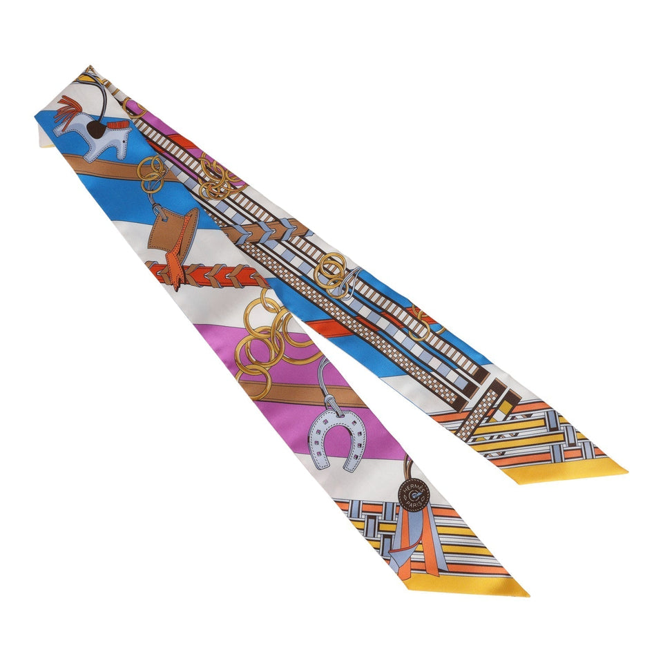 Hermes "Brides Et Gris" Grey Silk Twilly