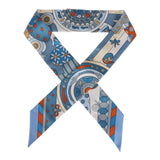 Hermes "Les Murmures De La Foret" Blue Jean Silk Twilly