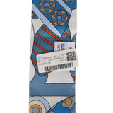 Hermes "Les Murmures De La Foret" Blue Jean Silk Twilly