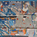 Hermes "Rendez-Vous Chez" Blue Silk Twill Scarf 70cm
