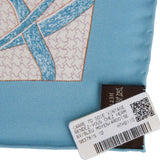 Hermes "Rendez-Vous Chez" Blue Silk Twill Scarf 70cm