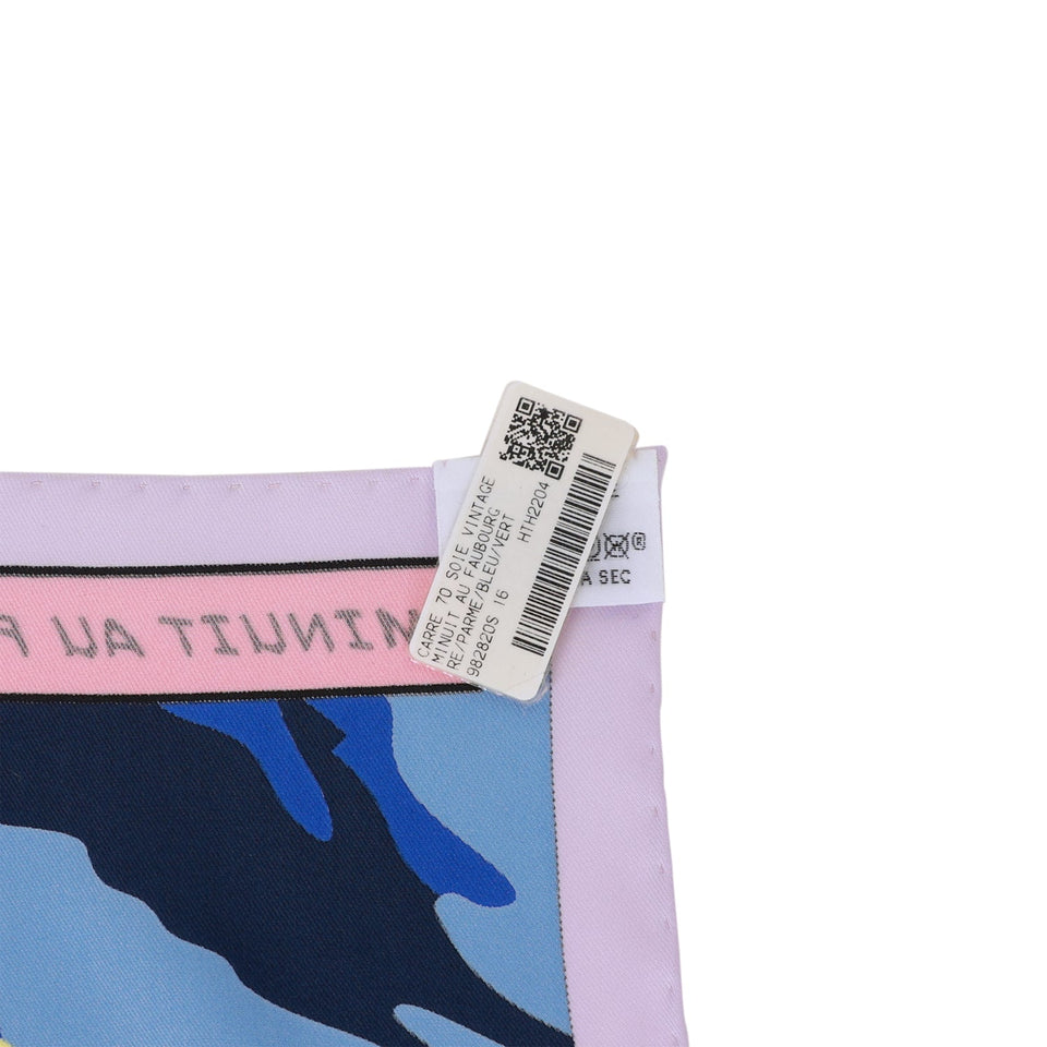 Hermes "Minuit au Faubourg" Parme Silk Twill Scarf 70cm