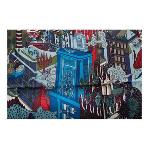 Hermes "Animapolis" Bordeaux Silk Twill Scarf 90cm