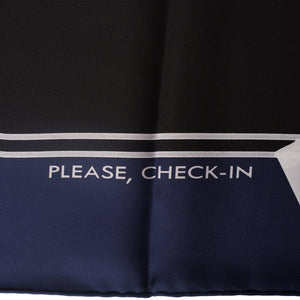 Hermes "Please, Check In" Marine Silk Twill Scarf 90cm