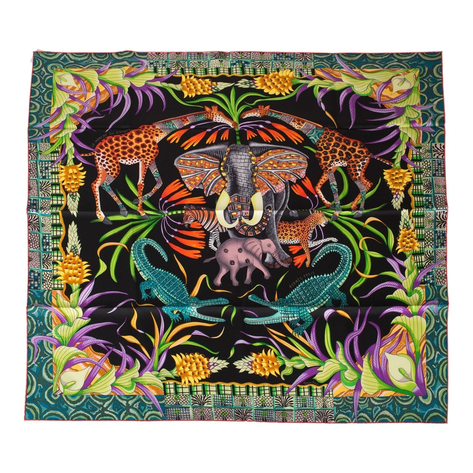Hermes "La Marche de Zambeze" Silk Twill Scarf 90cm