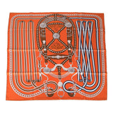 Hermes "Grand Tralala" Potiron Silk Twill Scarf 90cm