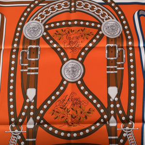 Hermes "Grand Tralala" Potiron Silk Twill Scarf 90cm