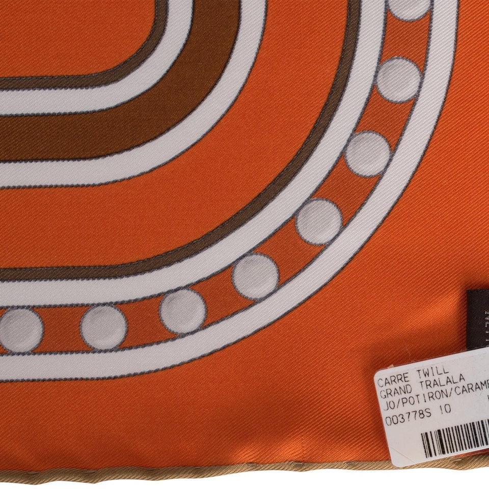 Hermes "Grand Tralala" Potiron Silk Twill Scarf 90cm