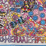 Hermes "La Legende de la Foret" White Silk Twill Scarf 90cm