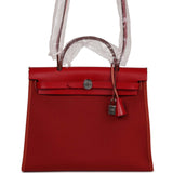 Hermes Herbag Zip 31 Rouge Venetian/Rouge Piment/Rose Extreme Toile H and Vache Hunter Palladium Hardware