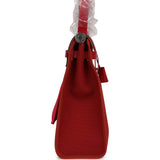 Hermes Herbag Zip 31 Rouge Venetian/Rouge Piment/Rose Extreme Toile H and Vache Hunter Palladium Hardware