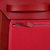 Hermes Herbag Zip 31 Rouge Venetian/Rouge Piment/Rose Extreme Toile H and Vache Hunter Palladium Hardware