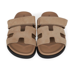 Hermes Chypre Sandals Beige Suede 37