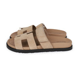 Hermes Chypre Sandals Beige Suede 37