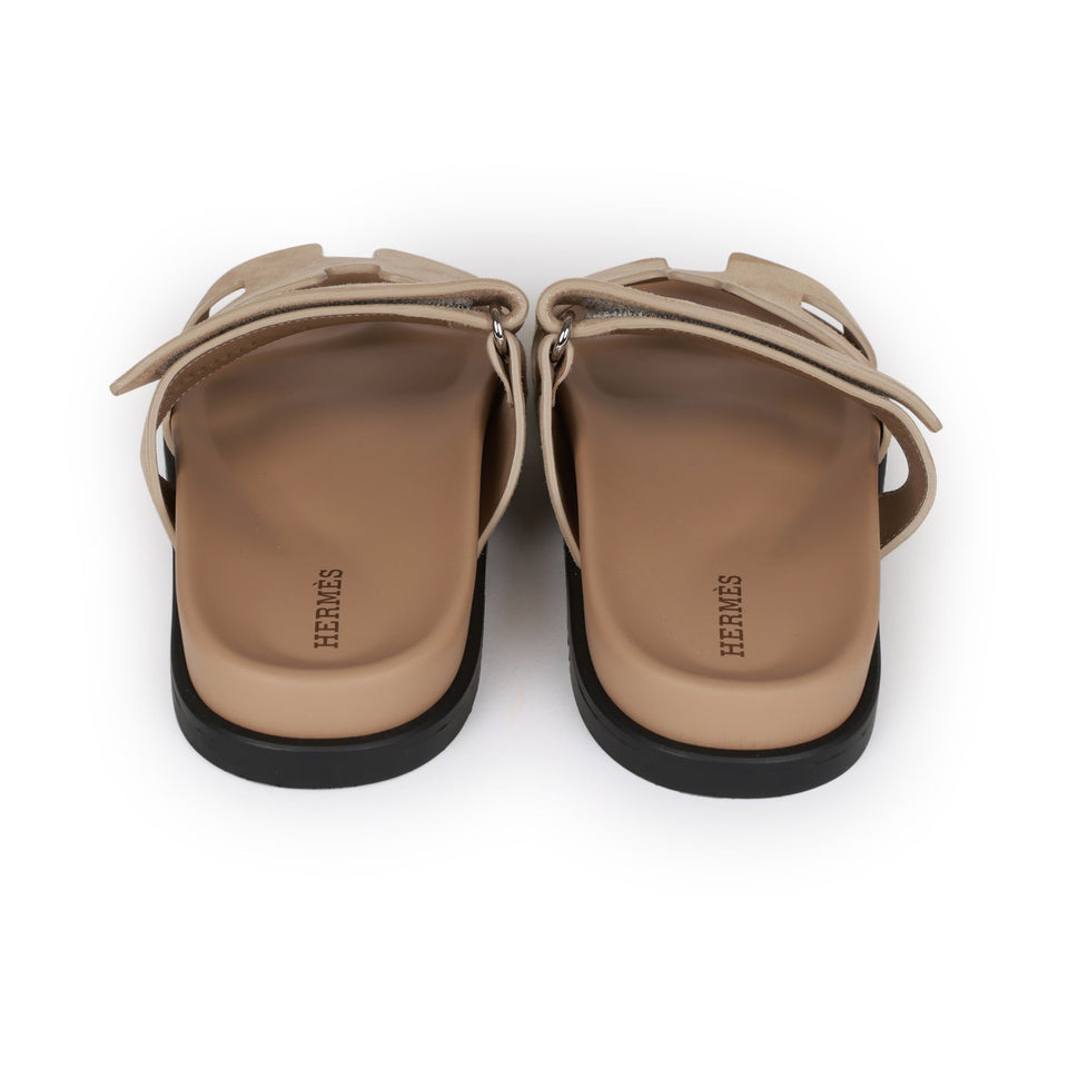 Hermes Chypre Sandals Beige Suede 37