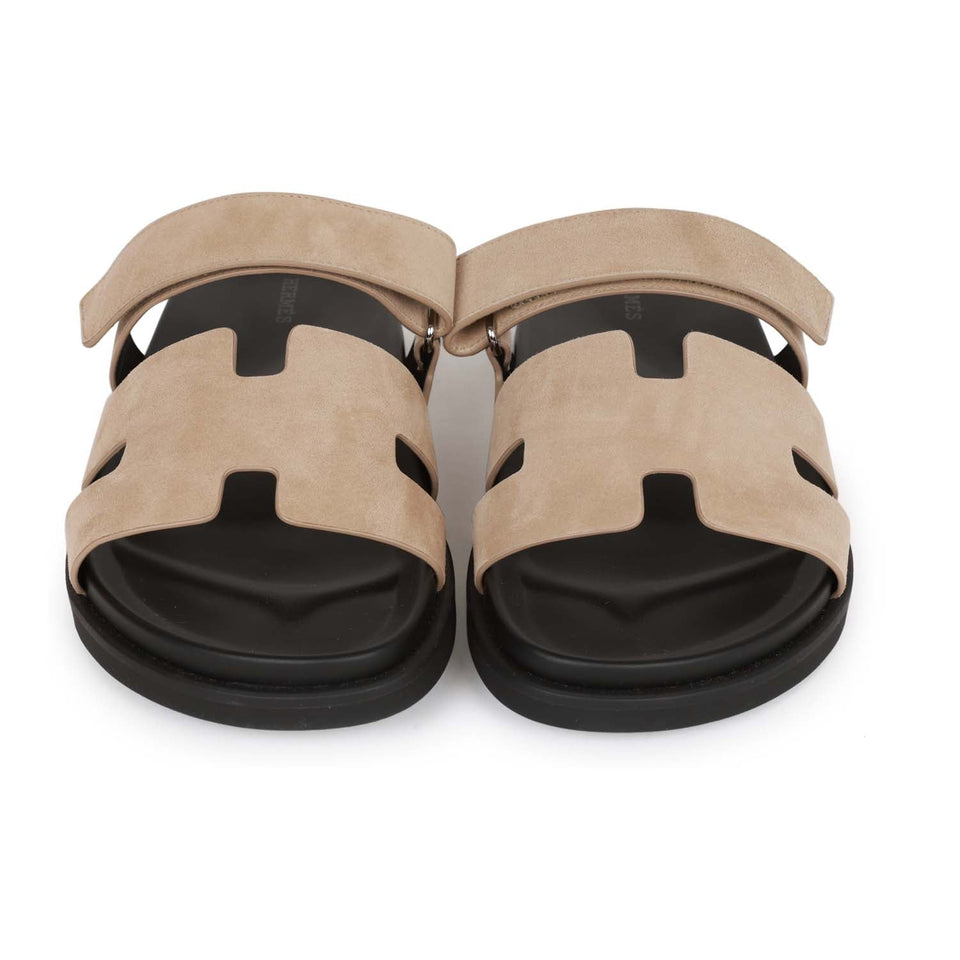 Hermes Chypre Sandals Gris Tourterelle Suede 43