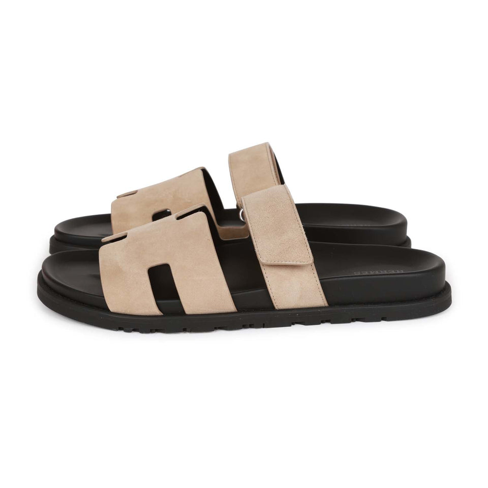 Hermes Chypre Sandals Gris Tourterelle Suede 43