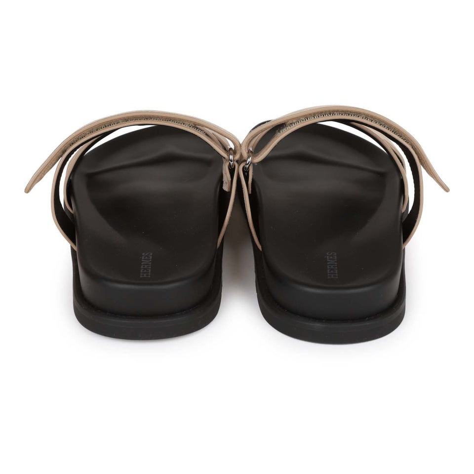 Hermes Chypre Sandals Gris Tourterelle Suede 43