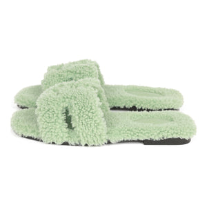 Hermes Oran Sandals Vert D'eau Woolskin 37.5