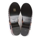 Hermes Carlotta Mule Bleu Brut Denim and Gold Calfskin