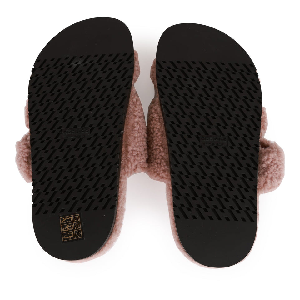 Hermes Chypre Techno Sandals Bois de Santal Woolskin 37