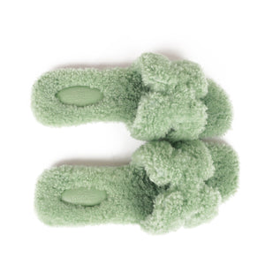 Hermes Oran Sandals Vert D'eau Woolskin 37