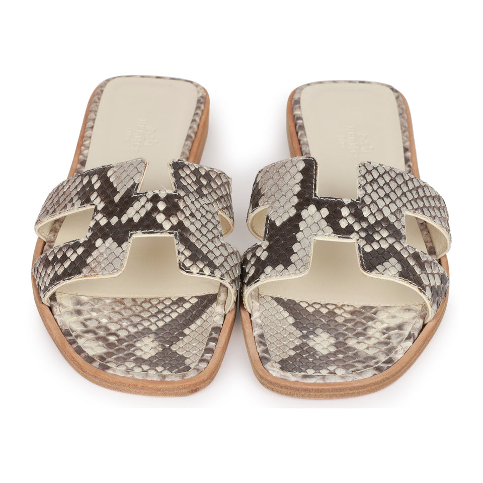 Hermes Oran Sandals Natural Python 37