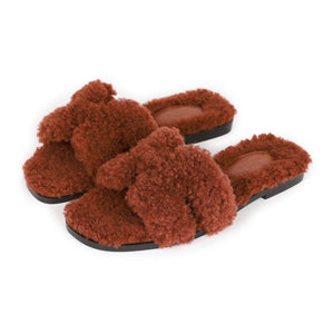 Hermes Oran Sandals Cognac Woolskin 36