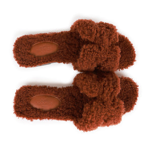 Hermes Oran Sandals Cognac Woolskin 36