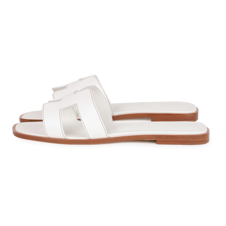 Hermes Oran Sandals White Box Calfskin 38